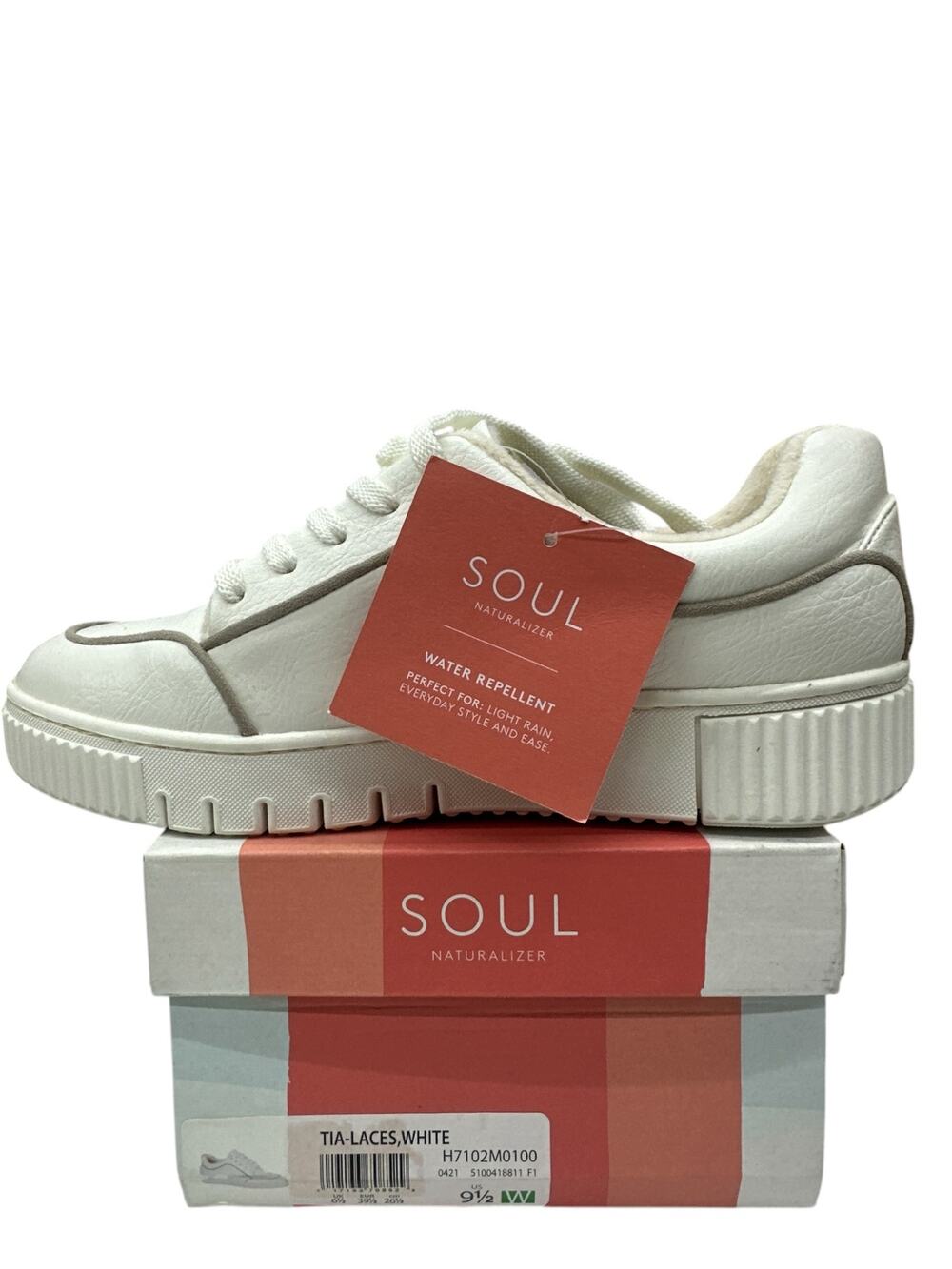 SOUL Naturalizer Tia-Laces Sneaker Women 9.5 Wide White Water Repellent Platform